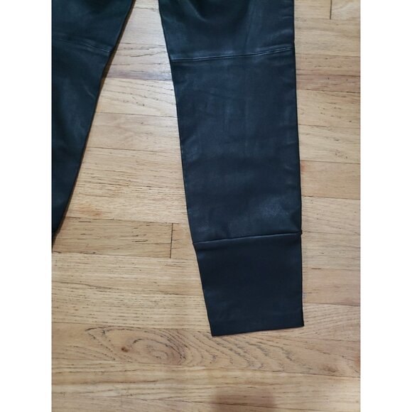 Theory Pants Black Lamb Adbelle Leather Stretch  Leggings Size 8 Elastic Waist - Picture 11 of 13